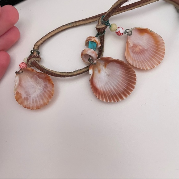 Vintage HAWAIIAN Real SHELL Leather Summer Beach Vacation Mermaid Core Necklace - Picture 6 of 9